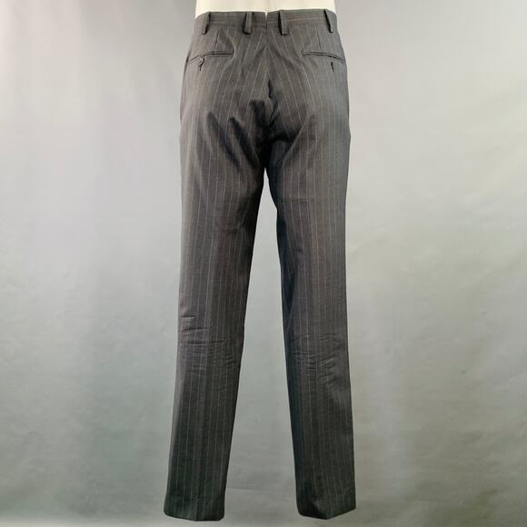 SARTORIO Size 44 Regular Grey Pinstripe Wool Notch Lapel Suit - Picture 6 of 14